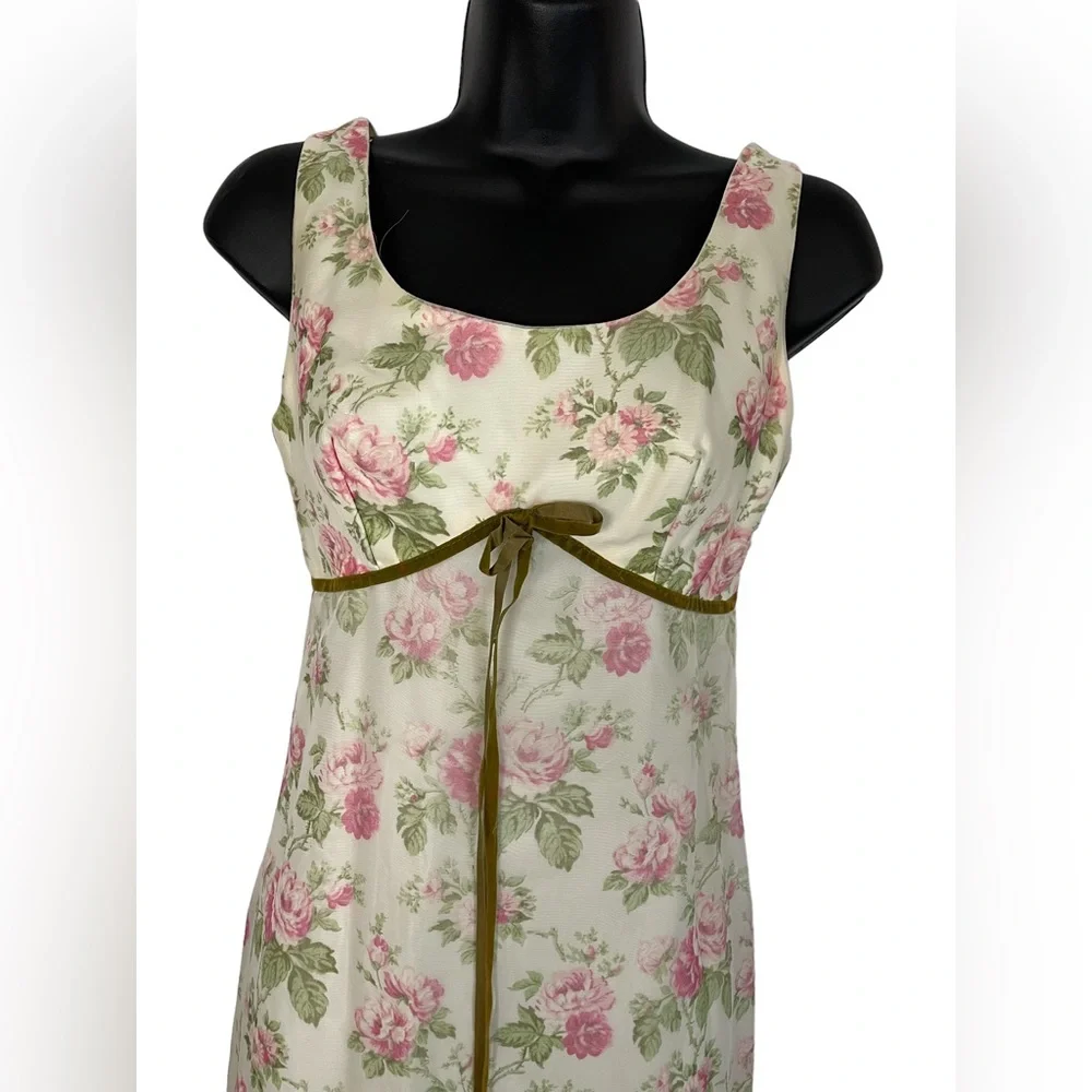 Vintage 60’ Lovely long Rose print dress - Picture 2 of 5